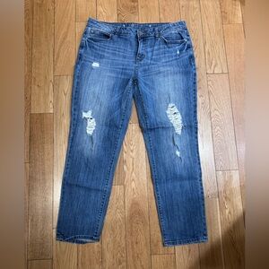 Jennifer Lopez Distressed Blue Boyfriend Jeans